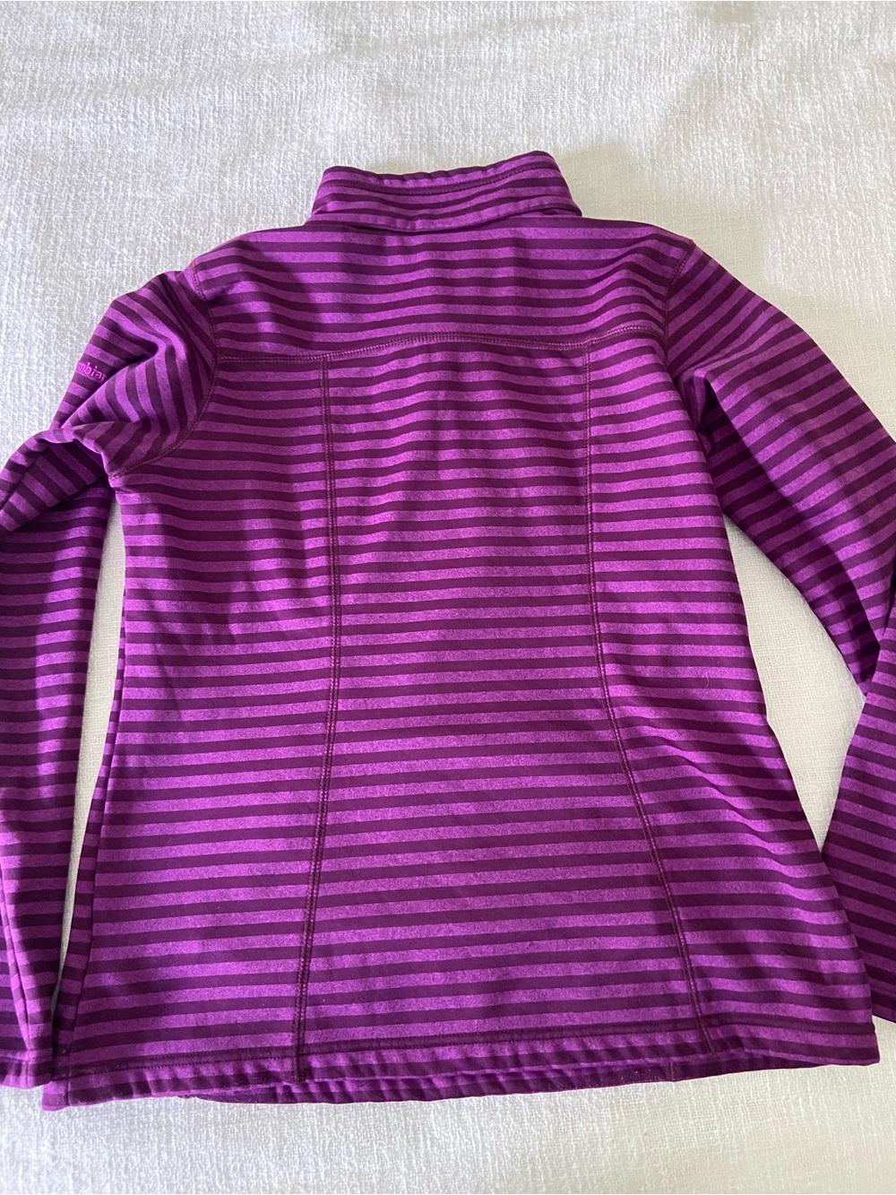 Columbia Purple Striped Quarter-Zip Fleece Pullover Women’s Medium - Picture 7 of 16